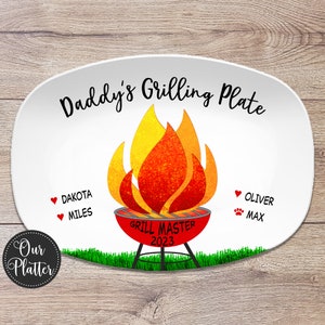 Assiette personnalisée pour grillades au barbecue, assiette à griller de papa pour la fête des pères, cadeau personnalisé pour lui pour un anniversaire, papa maître des grillades