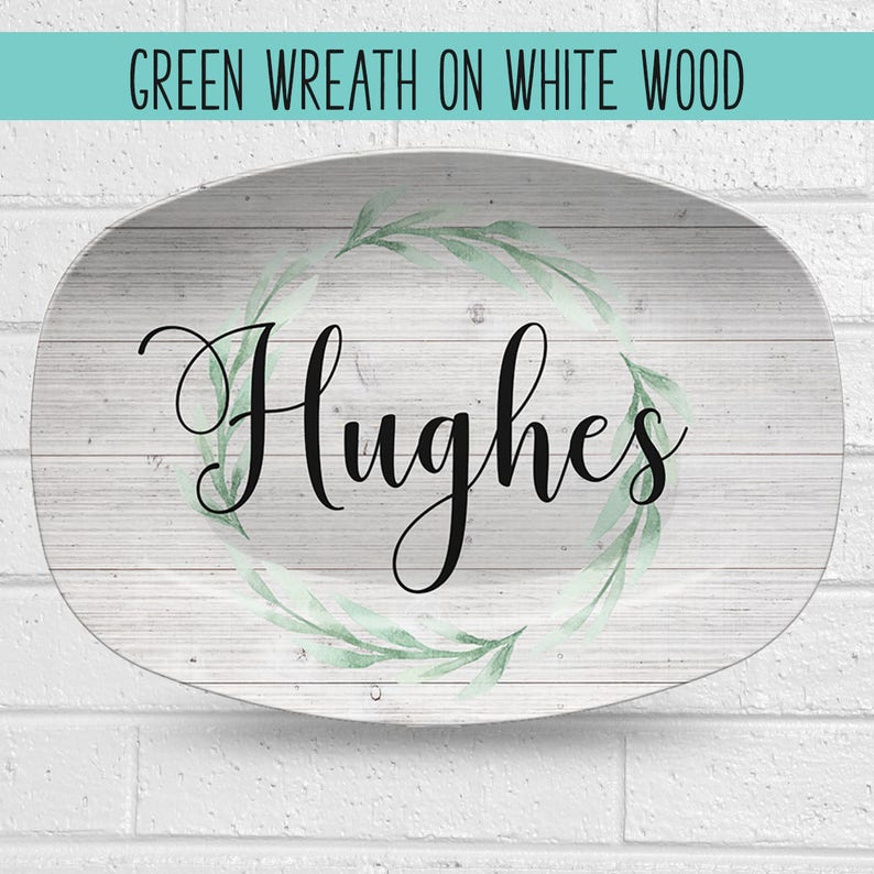 Custom Farmhouse Personalized Platter, Family Last Name Wreath Gift Plate for Wedding Shower Anniversary Housewarming image 6