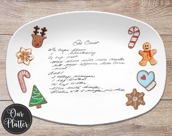 Christmas Cookie Handwritten Recipe Personalized Platter | Handwriting • Recipe Card • Keepsake