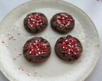 Faux Christmas Cookies, Christmas Chocolate Peppermint Cookies, Fake Christmas Cookies for Display Peppermint Treats, Tier Tray Decor