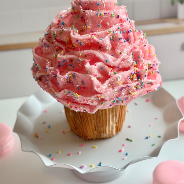 Faux Cupcake  ~ Cupcake With Sprinkles ~ Fake Cupcake ~ Fake Bake ~ Large Pink Cupcake ~  Photo Prop