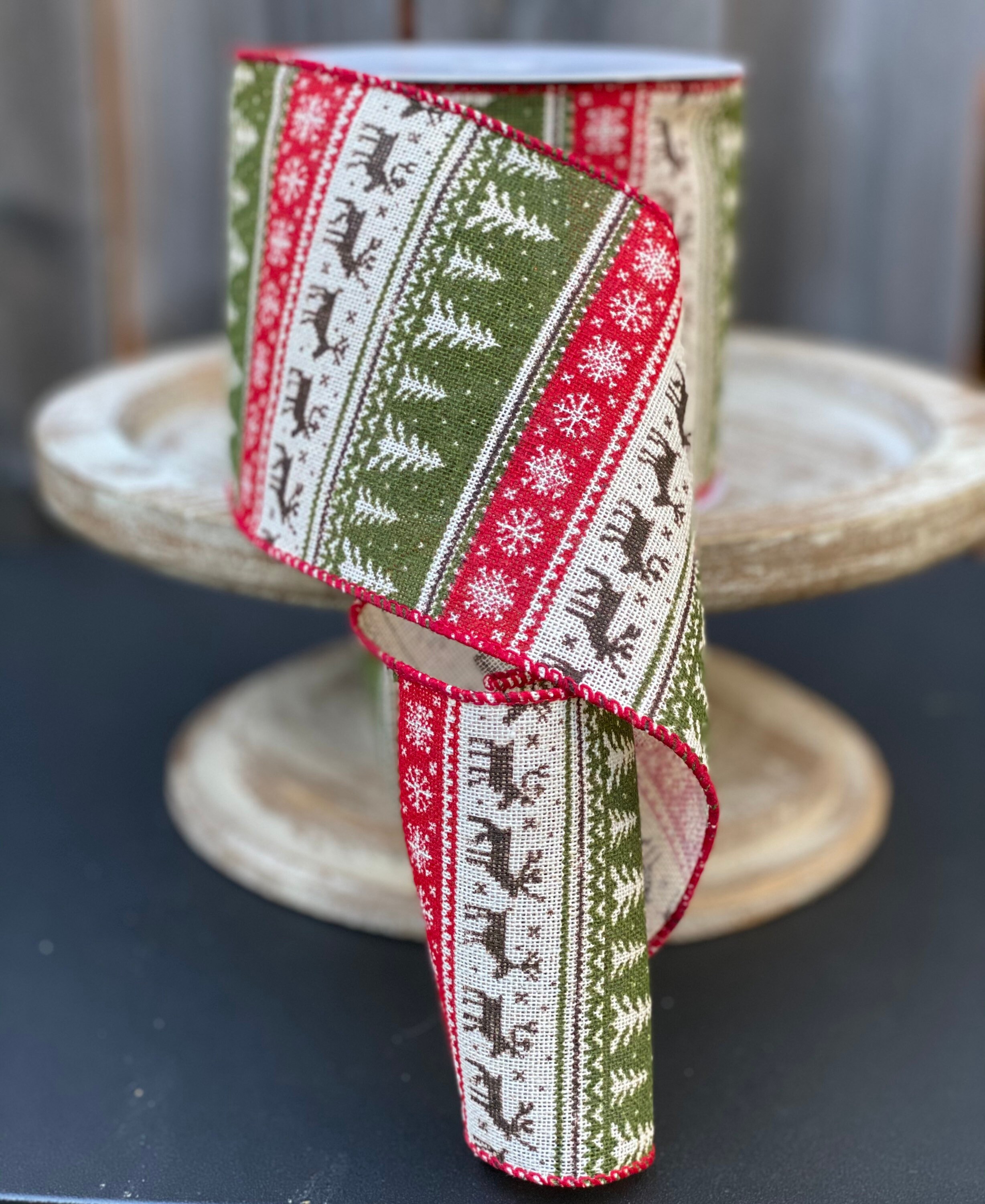 10 Yards Wired Ribbon 4 Inch Ribbon Holiday Ribbon - Etsy