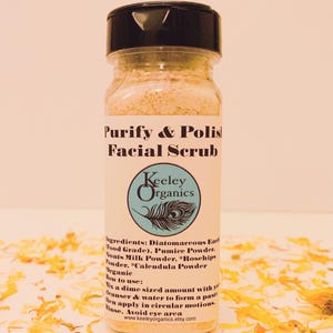 Purify & Polish Facial Scrub…Cleansing Face Scrub~Organic~Brighten Skin~Natural Skin Care Routine~Esthetician Made