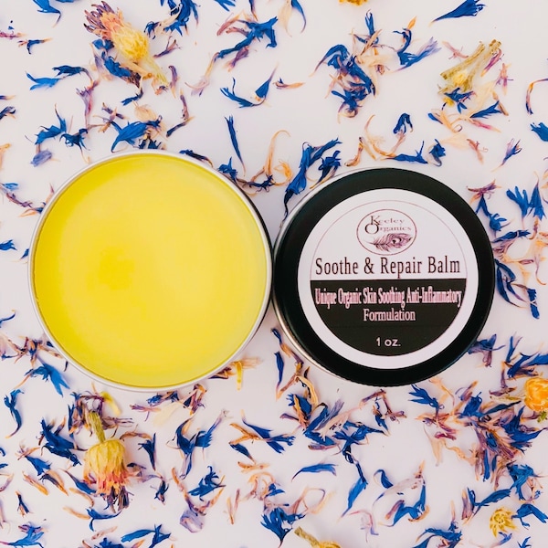 SOOTHE & REPAIR BALM...Organic, Small Batch, Soothing Salve For Dry, Irritated, Itchy Skin, All Natural Balm, Esthetician Made