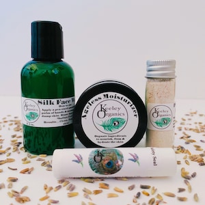 Facial On The Go!!! Gift Set...Clean, Organic Ingredients~Facial Cleanser-Exfoliating Scrub~Moisturizer~Lip Balm~Travel Gift~Skin Care Set