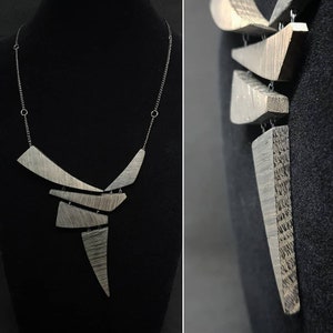 Gray and black bog-wood long wooden necklace
