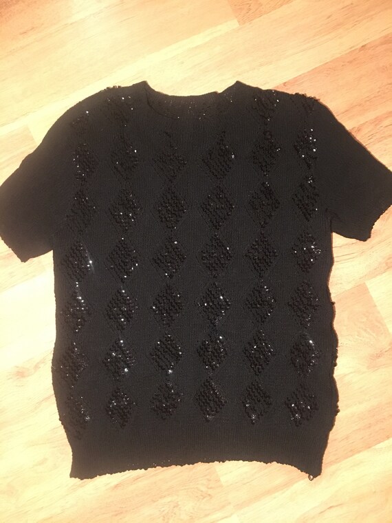 Vintage Sequin Argyle Sweater T Vintage Sequin Argyle Sweater T