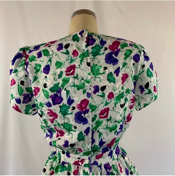 Vintage 80s Floral Dress Peplum Multi Color Small - image 5