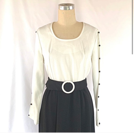 Vintage 70s Maxi Dress Belted Peekaboo Sleeves - image 2