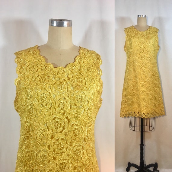 Vintage 50s Crochet Raffia Dress