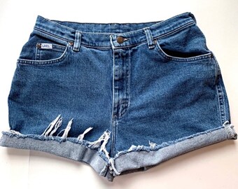 Vintage Lee Cut Off Denim Shorts Bareback 8