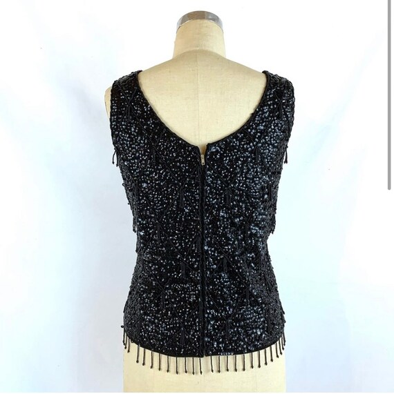 Vintage 50s 60s Sequin Tank Top Sweater Beaded Me… - image 4