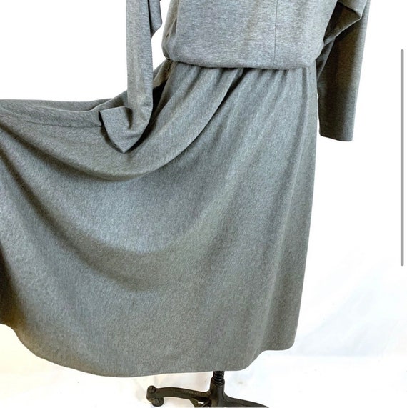 Vintage 70s 80s Grey Cozy Dress M/L - image 6