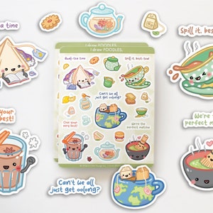 Tea Puns Sticker Sheet | Glossy Cute Stickers for Cards Planners Journals Scrapbook