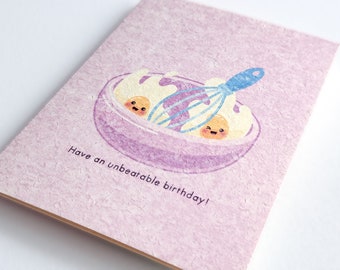 Unbeatable | Cute Birthday Card Printed on Recycled Pulp Cardstock, Breakfast in Bed Ideas