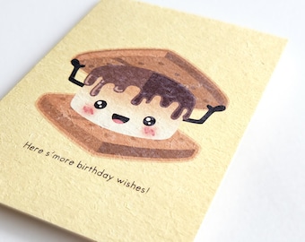 S&#39;more Wishes | Cute Birthday Card Printed on Recycled Pulp Cardstock, Camping Smores