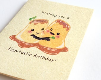 Flan-tastic | Cute Birthday Card, Punny Card, Greeting Card for Foodies