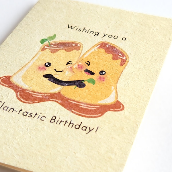 Flan-tastic | Cute Birthday Card, Punny Card, Greeting Card for Foodies