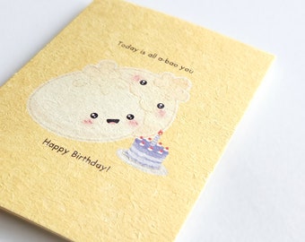 All A-Bao You | Cute Birthday Card Printed on Recycled Pulp Cardstock, Asian Chinese Bun Pun