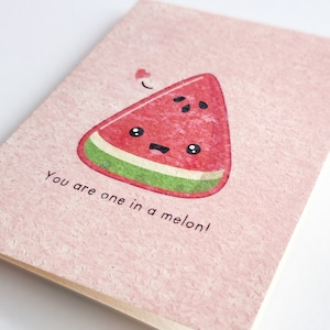One in a Melon | Cute Friendship/Love Card, Punny Watermelon Fruit Card