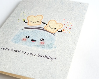 Toast to Your Birthday | Cute Birthday Card Printed on Reycled Pulp, Breakfast in Bed Ideas