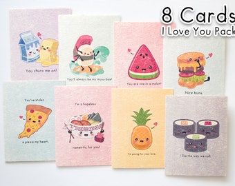 8-Card 'I Love You' Variety Pack | Cute Pun Anniversary Valentine Palentine Cards | A2, Envelopes Included