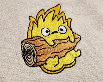 Calcifer | Custom Embroidered Crewneck Sweatshirt, Howl's Moving Castle, Studio Ghibli