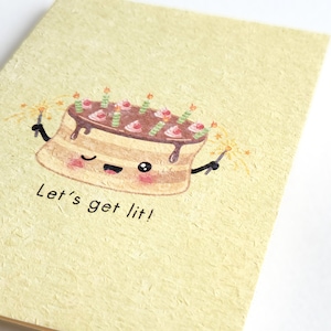 Let&#39;s Get Lit | Cute Birthday Party Card, Punny Greeting Card for Foodies