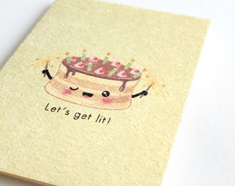 Let's Get Lit | Cute Birthday Party Card, Punny Greeting Card for Foodies