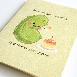 Tickle Your Pickle | Cute Birthday Card Printed on Recycled Pulp Cardstock, Big Dill