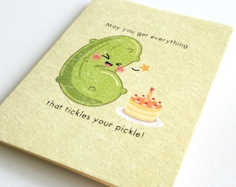 Tickle Your Pickle | Cute Birthday Card Printed on Recycled Pulp Cardstock, Big Dill