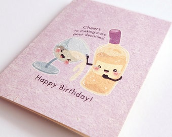 Pour Decisions | Cute Birthday Card For Best Friend, Drinking Buddies, Wine Lovers