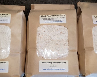 White Sonora, Red Fife, Clark's Cream Whole Wheat Flour, 2 lb of Each, Certified Organic