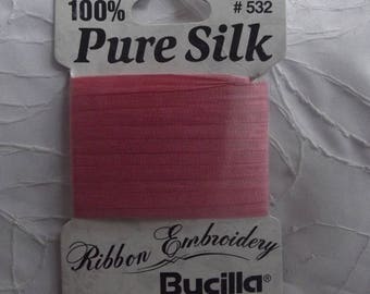 SILK RIBBON HAS EMBROIDERY BUCILLA ROSE 532 4MM