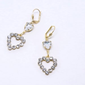 Dazzling 1940&#39;s 1950&#39;s Style Sweetheart Drop Earrings - Vintage Swarovski Crystals - Very Unique & OoAK - Mid-Century Wedding