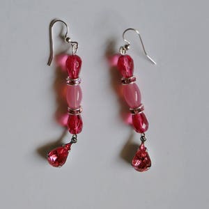Pink on Pink Mid-Century Hollywood Glamour Style Earrings - Vintage Swarovski Crystals and Czech Glass Beads - Jayne Mansfield Zsa Zsa Gabor