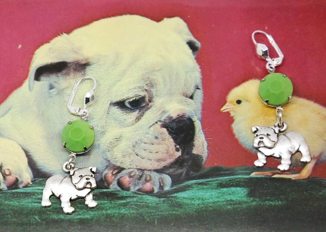English Bulldog Earrings High Quality Silver Zinc Charms W Etsy