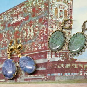 Vintage Marbled Glass Earrings: Mid-Century Modernist Style