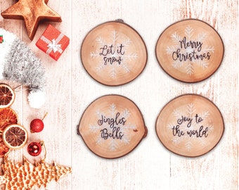 Rustic coasters - Merry Christmas