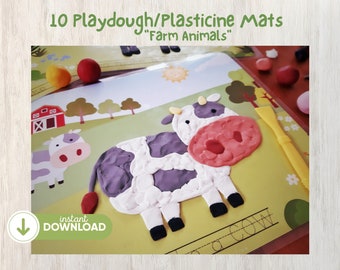 Play Dough Mats Farm Animals Kindergarten  EYFS Preschool Printables Play Doh Plasticina Mats Toddler Activities Homeschool Clubs A4