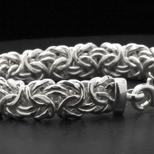 Bysantinskt armband i sterlingsilver • 9,4 mm bred kraftig kedja • 18 cm vävd länk bild 9