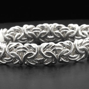 Bysantinskt armband i sterlingsilver • 9,4 mm bred kraftig kedja • 18 cm vävd länk bild 8