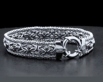 925 Sterling Silver Fancy Wide Interlocked Twisted Flat 7.5