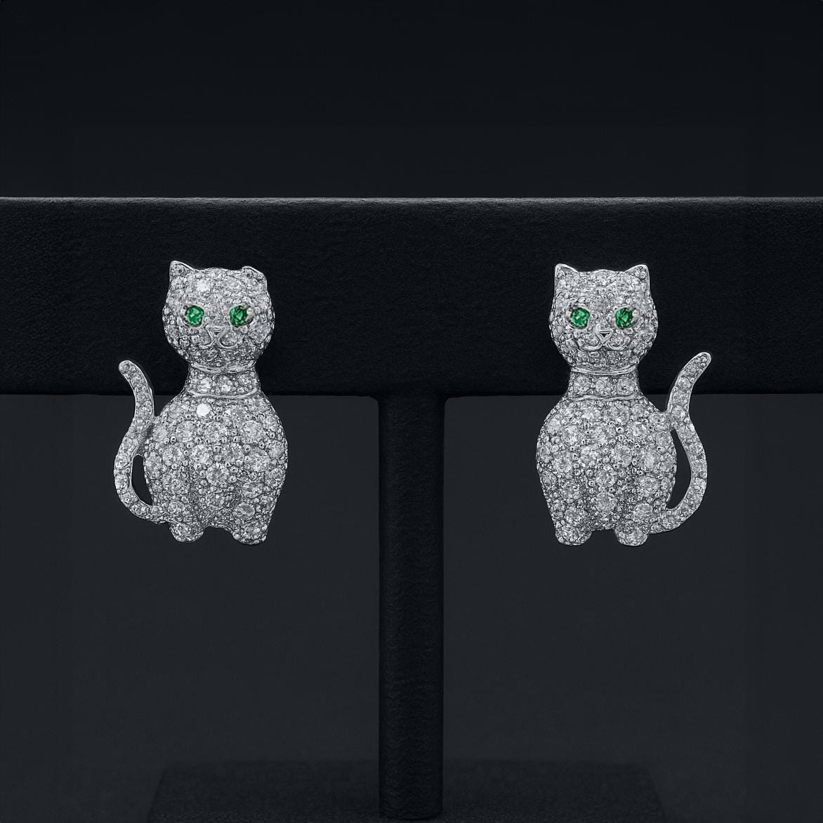Orecchini Gattino Accucciato In Argento Sterling 925 - Gioielli Donna Con Chiusura A Farfallina, 9,5x5,5 Mm