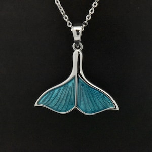 925 Sterling Silver Blue Enamel Glazed Dolphin Fish Fin Tail Mermaid Salt Life Marine Sea Friendship Pendant Handmade Adjustable Necklace