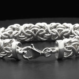 Bysantinskt armband i sterlingsilver • 9,4 mm bred kraftig kedja • 18 cm vävd länk bild 7