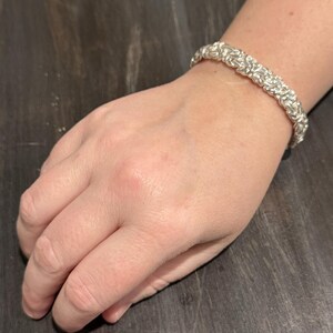 Bysantinskt armband i sterlingsilver • 9,4 mm bred kraftig kedja • 18 cm vävd länk bild 6
