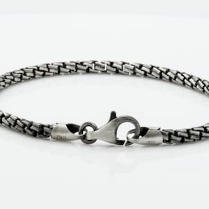 925 Sterling Silver Rocker Biker Gothic Men&#39;s Handmade Steampunk Custom Fancy Link 8-in Antiqued Oxidized Brushed Finished Bracelet