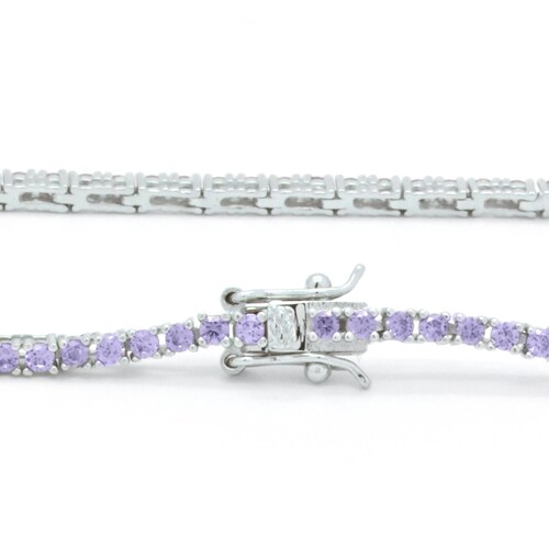 Natural Amethyst Bracelet 925 Sterling Silver Tennis Etsy