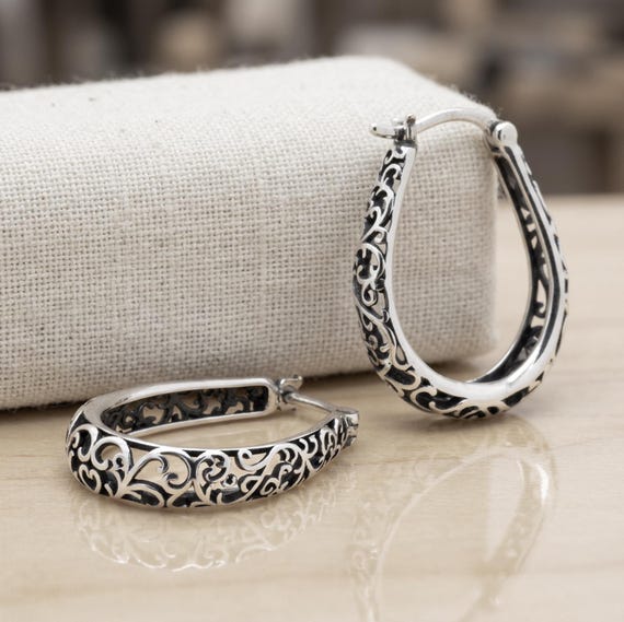 KristLand Orecchini Creoli In Argento 925 Con Zirconi – Semplici Ed Eleganti, Regalo Donna - 2